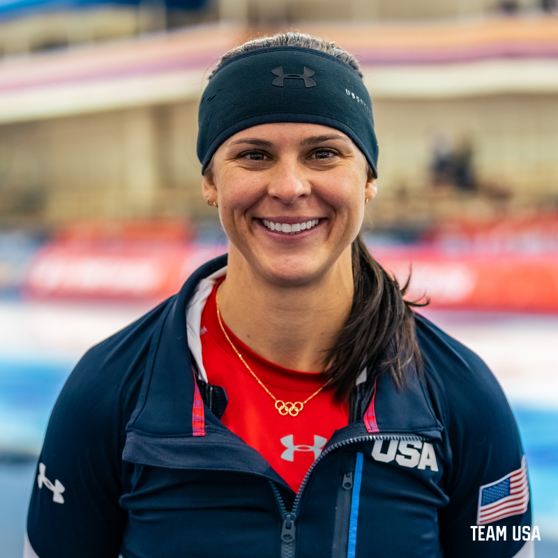 TeamUSA's tweet photo. With veteran @BrittanyBowe and teenager Jordan Stolz already punching their tickets to the #WinterOlympics, the @USSpeedskating long track team is looking good! #SpeedskatingTrials22