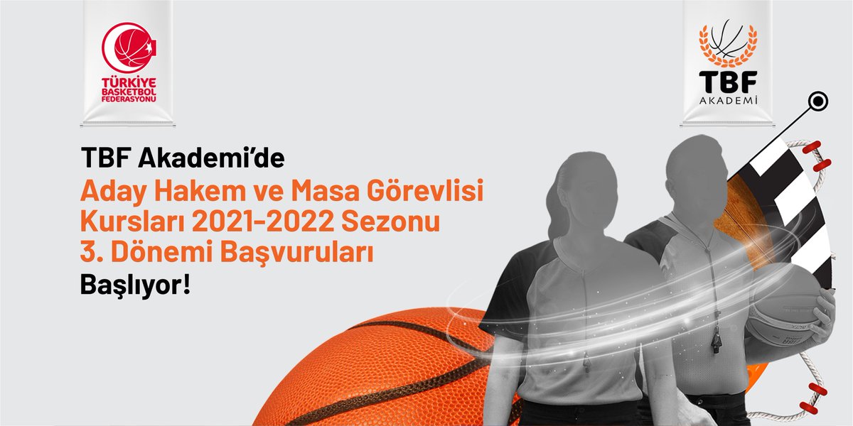 Türkiye Basketbol Federasyonu Aday Hakem ve Masa Görevlisi 3. Dönem Kursları TBF Akademi’de başlayacaktır. Ayrıntılı bilgi linkte tbf.org.tr/haber/aday-hak… yer almaktadır.