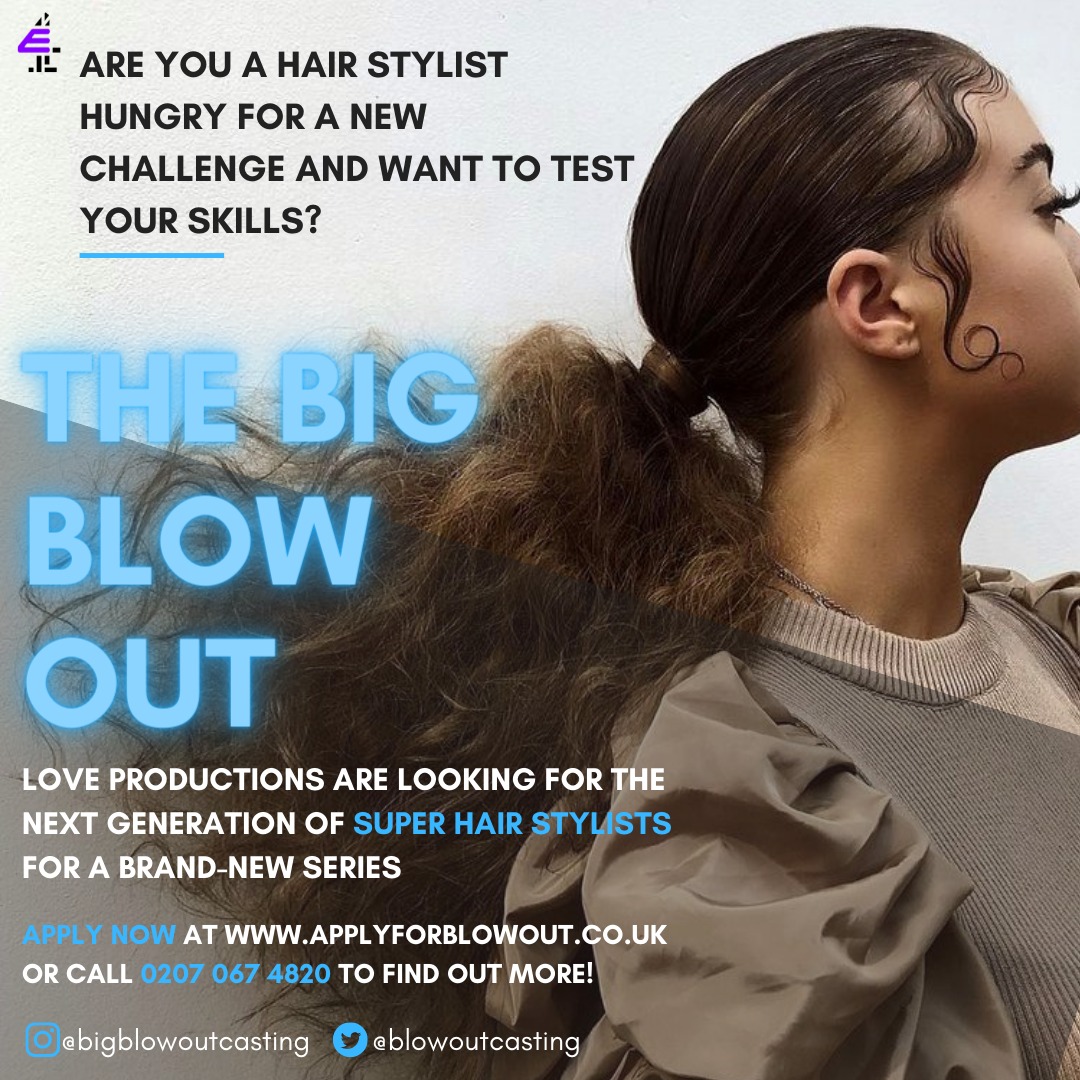 BlowOutCasting's tweet photo. @TV_Casting_Hub Please RT! ATTENTION ALL HAIR STYLISTS! BRAND NEW E4 SERIES SEARCHING FOR PEOPLE TO SHOWCASE THEIR HAIR TALENT! Can you dazzle with daring up do's, blow us away with your braids &amp; WOW the best in the business with your techniques? APPLY: https://t.co/0ywwK3yitT https://t.co/8KEJIUC2dh