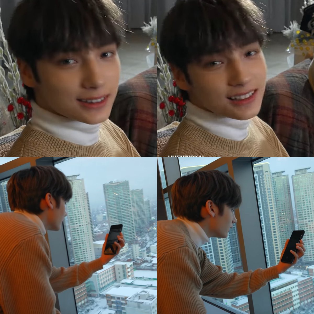 hyukatonin's tweet photo. huening kai feels like a warm hug https://t.co/uaHIFdleWx