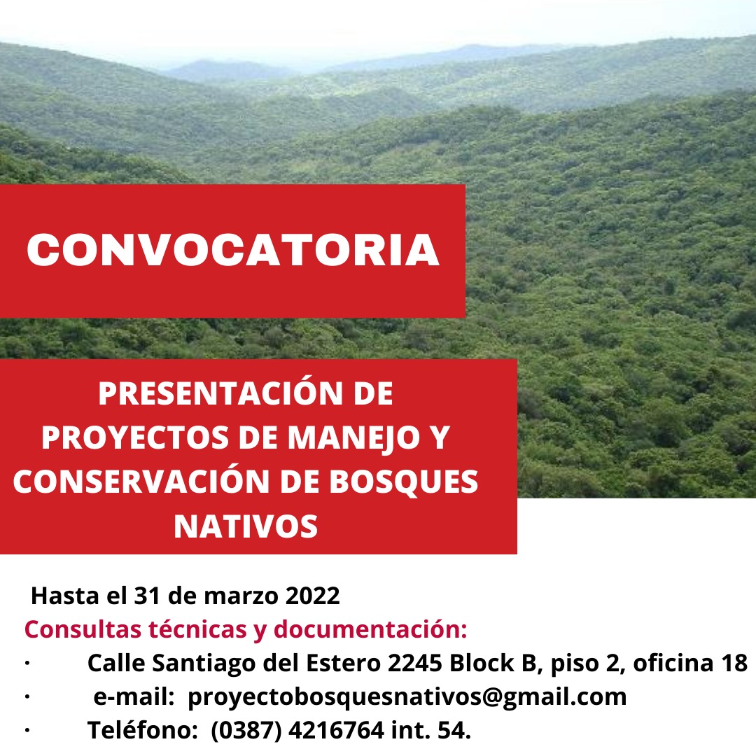#Ambiente Prorrogamos la convocatoria para la presentación de planes y proyectos en el marco del Fondo Nacional para el Enriquecimiento y Conservación de los Bosques Nativos, Ley Nº 26.331, hasta el 31 de marzo de 2022.

#GobiernoPresente