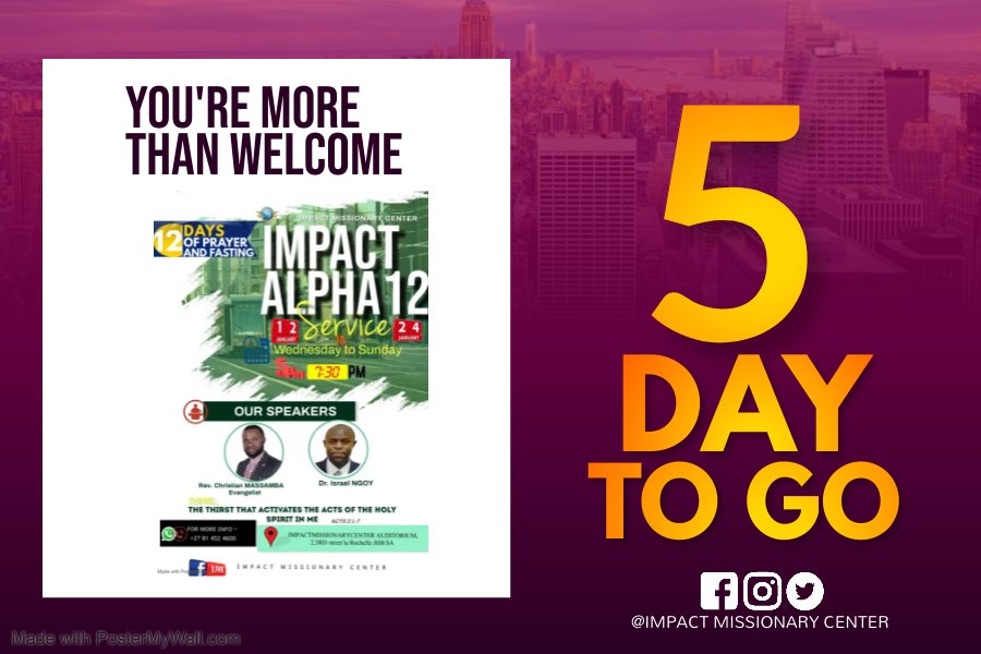 IMPACTMISIONARY's tweet photo. 5 days to go for our annual event named Alpha 12. 12 days of prayer and fasting. 
@ChristianMas88 
@MULUMBA_BG https://t.co/nbOUQnB0O5
