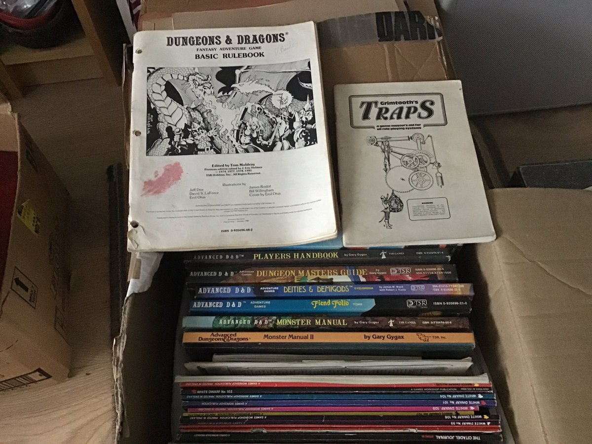 Back of the attic rediscovered…need some time to go through 2 more boxes…#orangespinefellowship #DnD