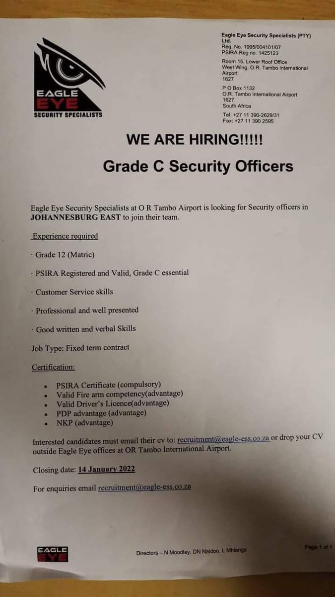 MetjahTebogo's tweet photo. Job vacancies ‼️ 
Please retweet 🙏 🙌 https://t.co/V2pbUOu3LK