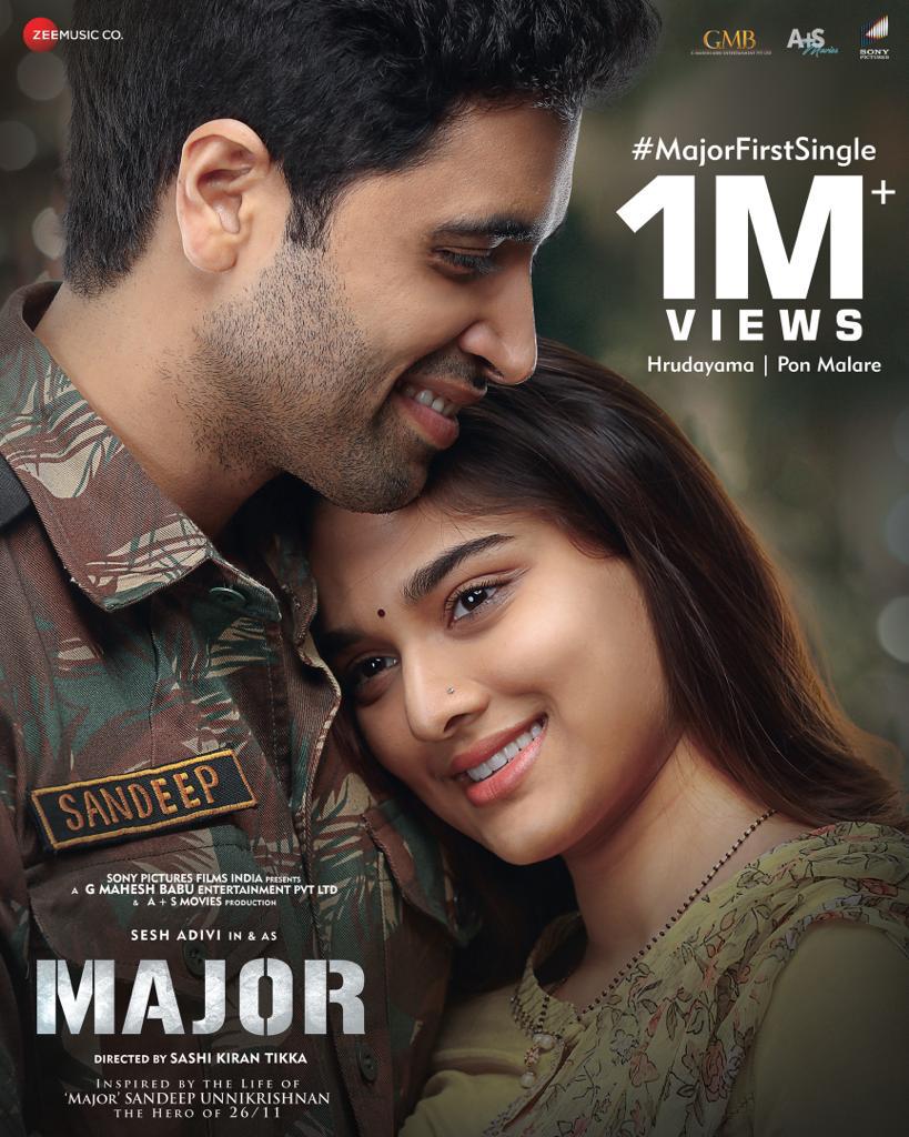 123telugu's tweet photo. 1M+ real time views for #MajorFirstSingle
▶️ https://t.co/D5YA4i142l
#Hrudayama | #PonMalare
@AdiviSesh @saieemmanjrekar @SashiTikka #SriCharanPakala @sidsriram #Ayraan @sonypicsindia @urstrulyMahesh @GMBents @AplusSMovies @zeemusicsouth https://t.co/6pyWcFsQtL