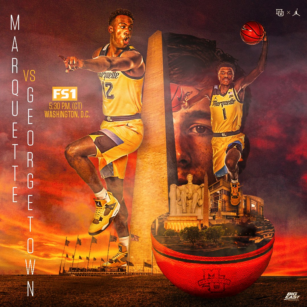 MarquetteMBB's tweet image. Showdown in D.C.

📍 Capital One Arena
⏰ 5:30pm
📺 FS1
🔊 ESPN Milwaukee (bit.ly/30eJFAc)