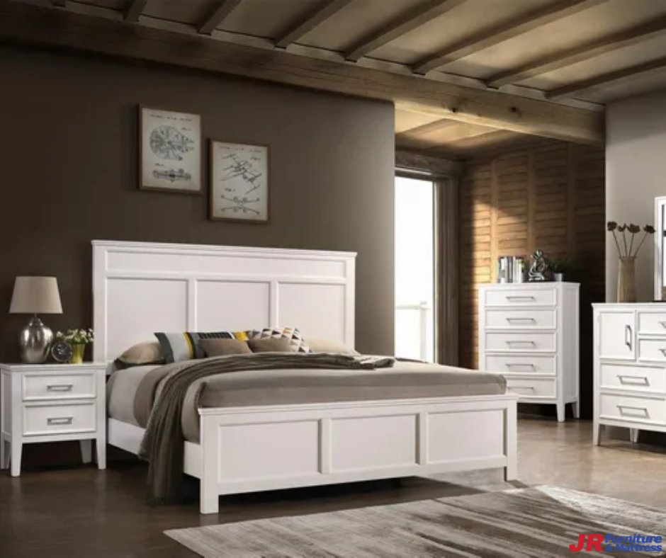 jrfurniture's tweet image. The Andover Collection by New Classic Furniture is made of unique rubberwood and engineered veneers, a bedroom suite that invites you to stay longer with a nice book or your morning coffee. The beautiful color gives this bedroom a distinctive look.

#whitebedroomset #housestyle