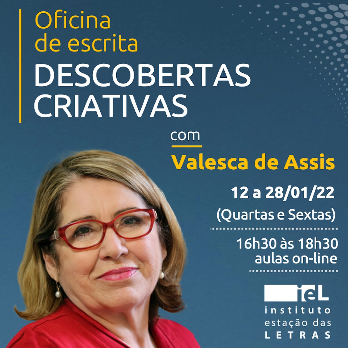 Literarea's tweet image. Você sabe o que é “arqueologia interior”? Na oficina de escrita “Descobertas Criativas”, Valesca de Assis vai nos mostrar como explorar potencialidades para a escrita criativa. Também serão feitas análises de produções textuais dos alunos e outros autores. estacaodasletras.com.br/courses/descob…