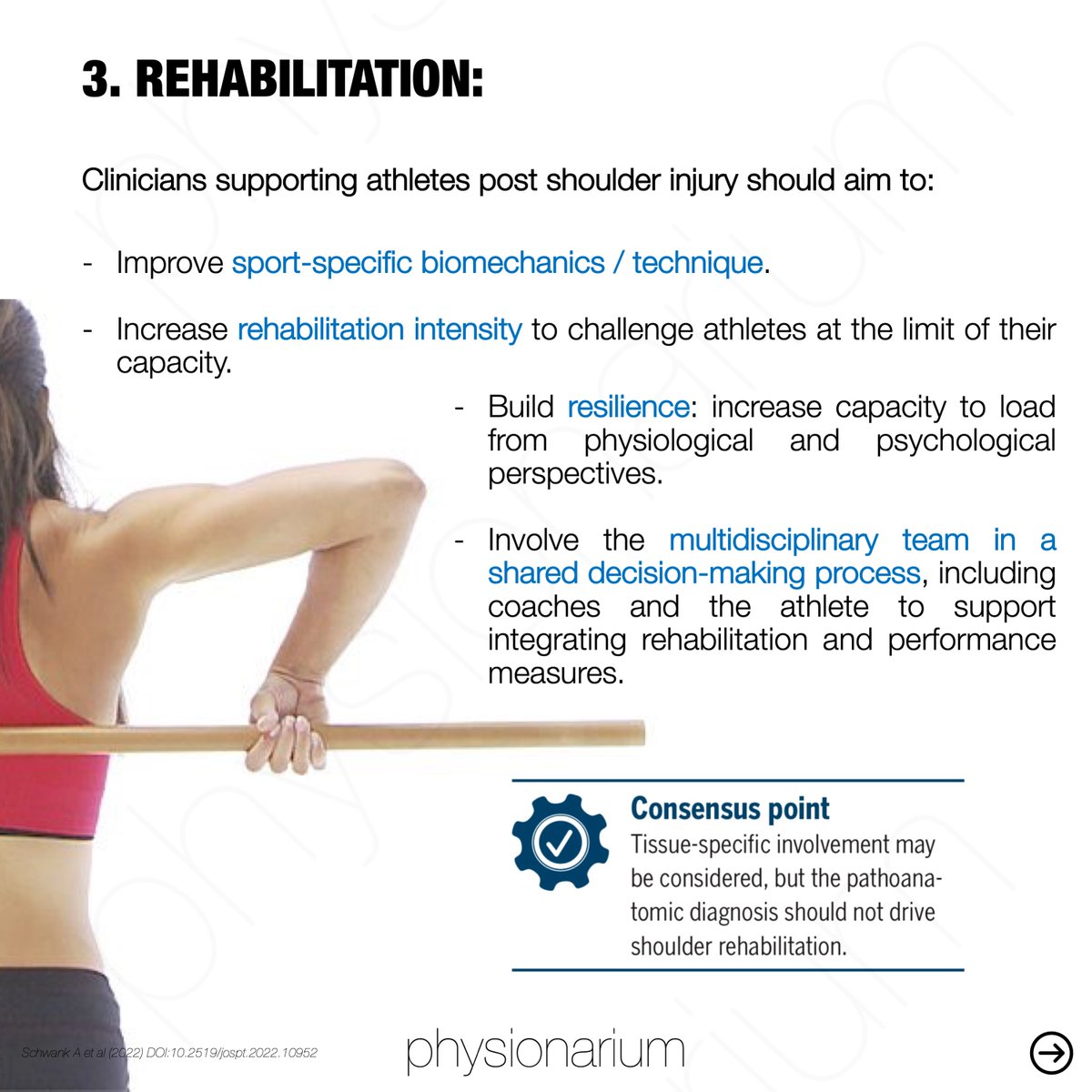 physionarium's tweet photo. (1/2)
2022 #CONSENSUS STATEMENT ON #SHOULDER #INJURY #PREVENTION, #REHABILITATION AND RETURN TO #SPORT 🤽‍♀️ Part 3 - Rehabilitation
📎https://t.co/v3mB7DnCWw
#physionarium #physiotherapy #physicaltherapy #prevention #tennis #overhead #athlete #soccer #football #handball #basketball https://t.co/jYQoylFJvO