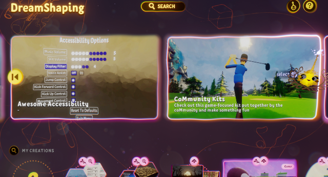 mediamolecule's tweet photo. Our new "Awesome Accessibility" DreamShaping playlist also launches today! ✨

The playlist is filled with useful creations and elements to help you make your next Dream as accessible as possible, for everyone in the Dreamiverse 🎮

(2/2) #MadeInDreams https://t.co/U1aKwruJaV