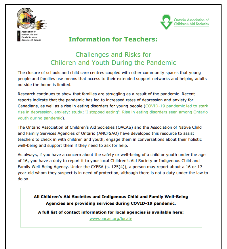 our_children's tweet photo. Ontario teachers: We understand that virtual teaching is difficult. That’s why we created this resource for you to help you check in with your students. Please share it with your networks. Find it here: https://t.co/DJ3vSzzEW8 #HeretohelpON
@OCT_OEEO @ANCFSAO https://t.co/4SfvYDn1Eg