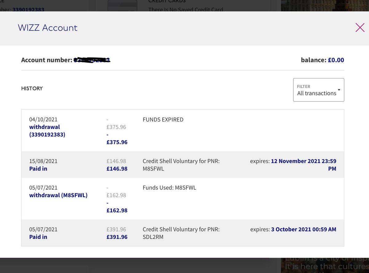 Guyloftus's tweet photo. @wizzair hi, just wondering why you expired £146.98 of my flight credit a month before it was supposed to? https://t.co/PCrjkAHvU3