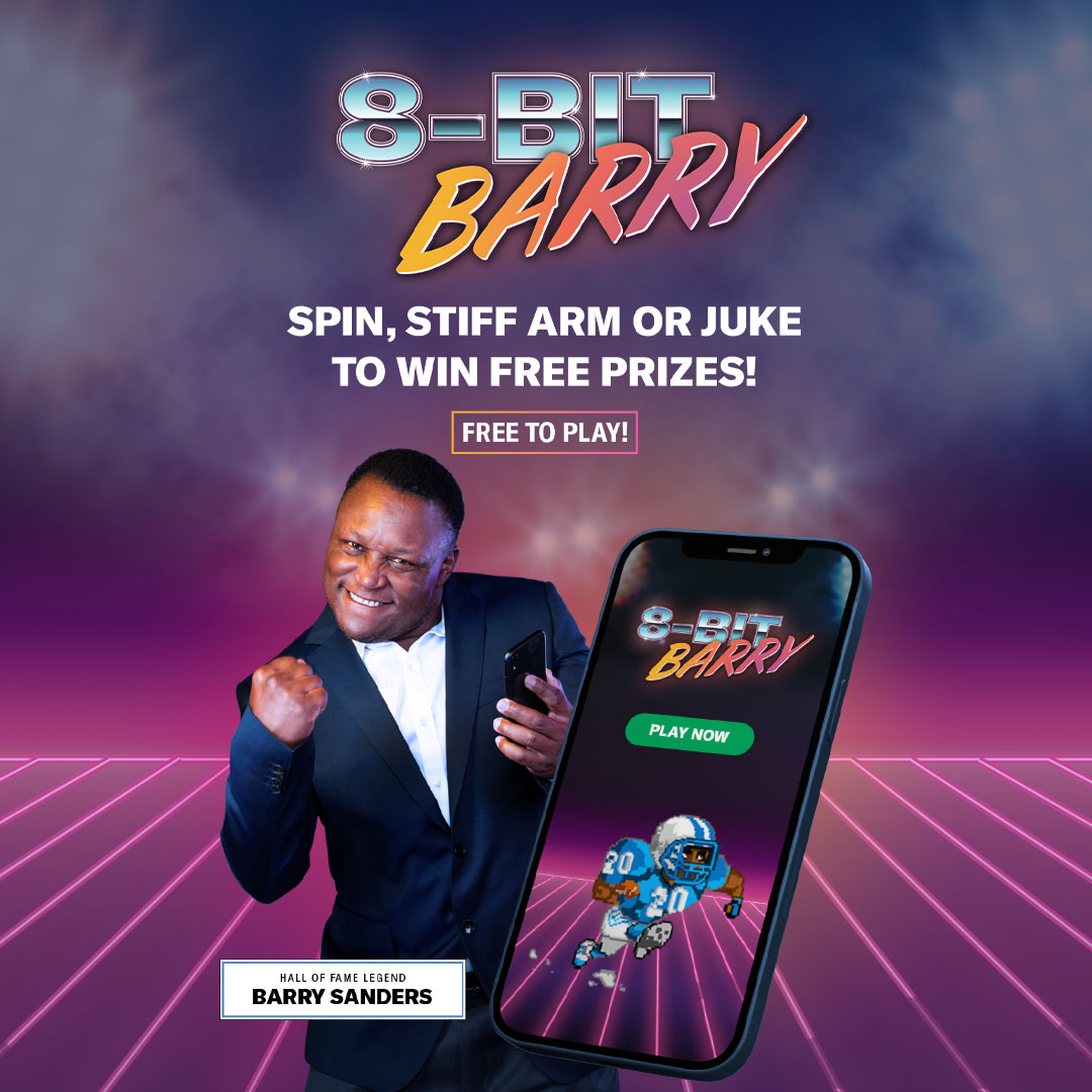 BarrySanders's tweet image. Today we thank @BetMGM - Not only have we been giving away cash all year with the #KingOfTheWeekend - but they made #8BitBarry - Play here - bit.ly/8-BitBarry

repost with #SandersSponsors2022 for your chance to win a signed card