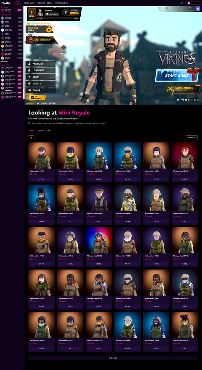 J'ai pris le temps de tester <a href="/fractalwagmi/">fractal</a> et je vous confirme que l'avenir des #Play2Earn/#NFT s'annonce radieux

Sur fractal.is on peut déjà:
- découvrir des P2E 🔎
 - y jouer 🎮
 - acheter/vendre les NFT associés 💸

Et le 1er jeu (<a href="/MiniNations/">Mini Royale: Nations</a>) est déjà live...😏