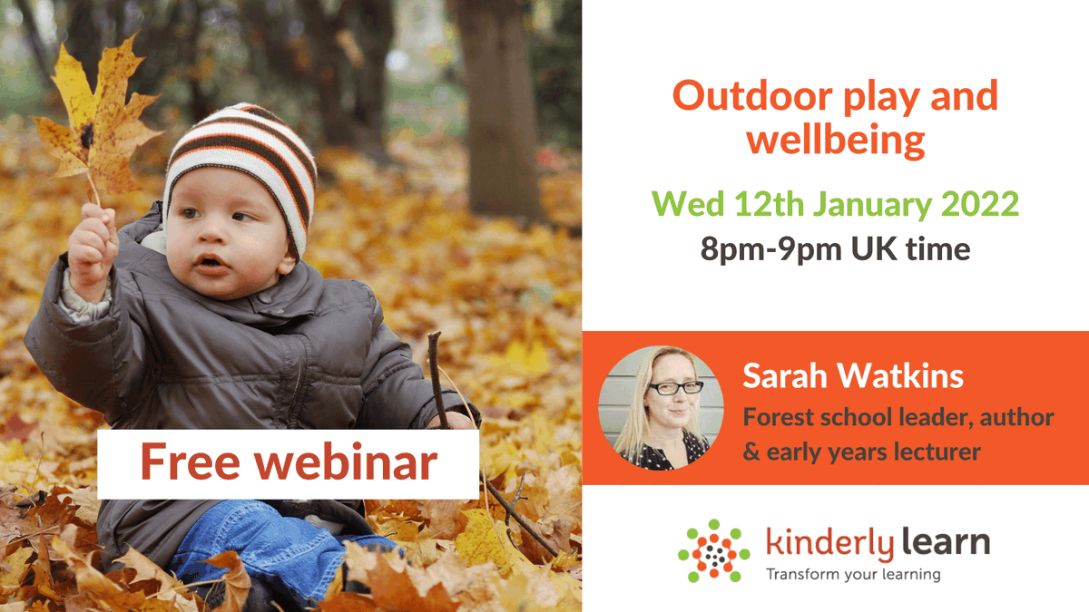 kinderly's tweet photo. Join Sarah Watkins  @mini_lebowski on this FREE 1hr Kinderly webinar where we’ll explore the relationship between outdoor play and wellbeing 🌿🌟 Register to attend here: https://t.co/kzLU789eHQ  
#teamec #eymatters #eysharing #eytalking #cpd #outdoorfun #outdoorlearning https://t.co/OxwGswEBPN