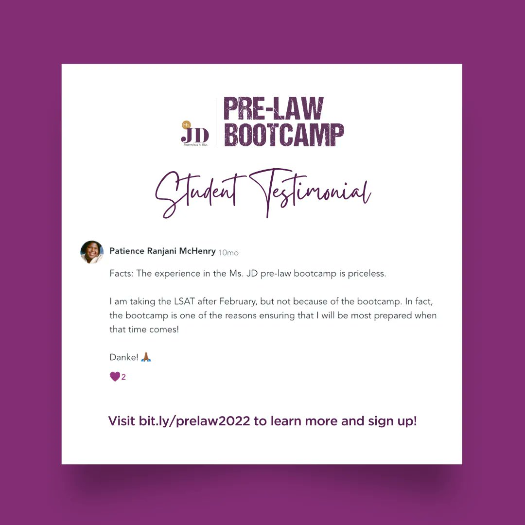 msjdorg's tweet photo. Fact: There is still time to register for the LIVE Ms. JD Pre-Law Bootcamp Info Session tomorrow, January 8th at Noon ET! Save your seat now at https://t.co/jJ33KEHJZz!

#msjd #lawtwitter #lawschool #prelaw #futurejd #womeninlaw #lsat #lsatprep https://t.co/v4zFaLq8EY
