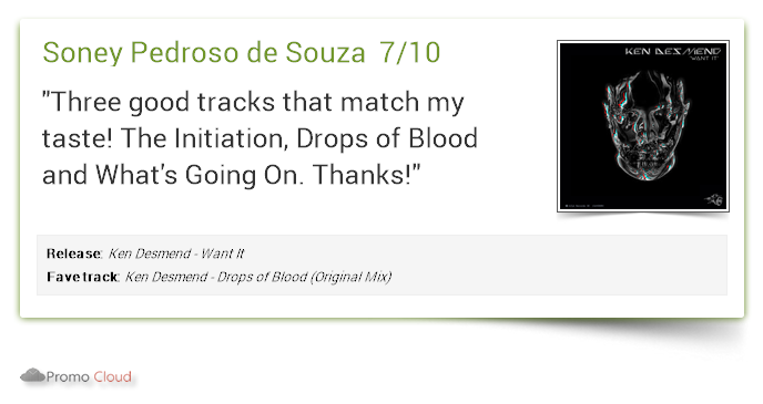 Soney Pedroso de Souza supports: <a href="/KenDesmend/">Ken Desmend</a> - Drops of Blood (Original Mix) 7/10 #newrelease pcl.la/J6OL3Z  <a href="/beatport/">Beatport</a>