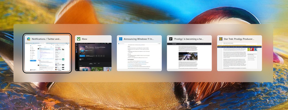 FireCubeStudios's tweet photo. If you are in the latest insider build and want the windowed alt + tab window then enable it with Vivetool
config: 36226836 2
In cmd run: vivetool addconfig 36226836 2
#Windows11 #WinHacks https://t.co/dkKAWmGxjk