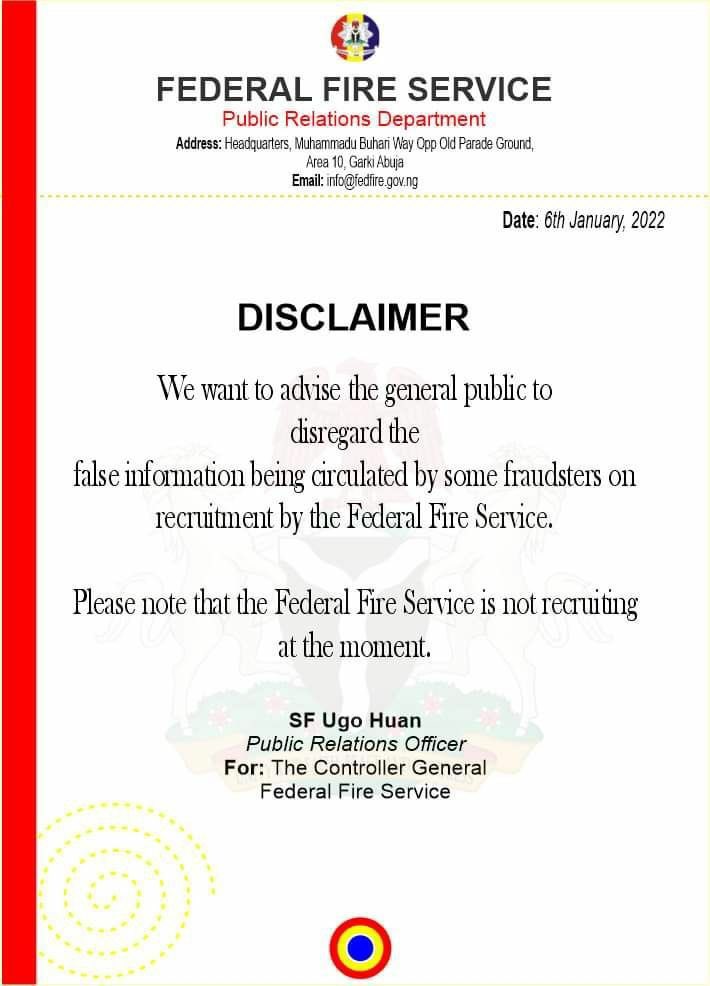 RT @woye1: Federal Fire Service is not recruiting ooo. Na scam oooooo https://t.co/TbE0pRyaHL