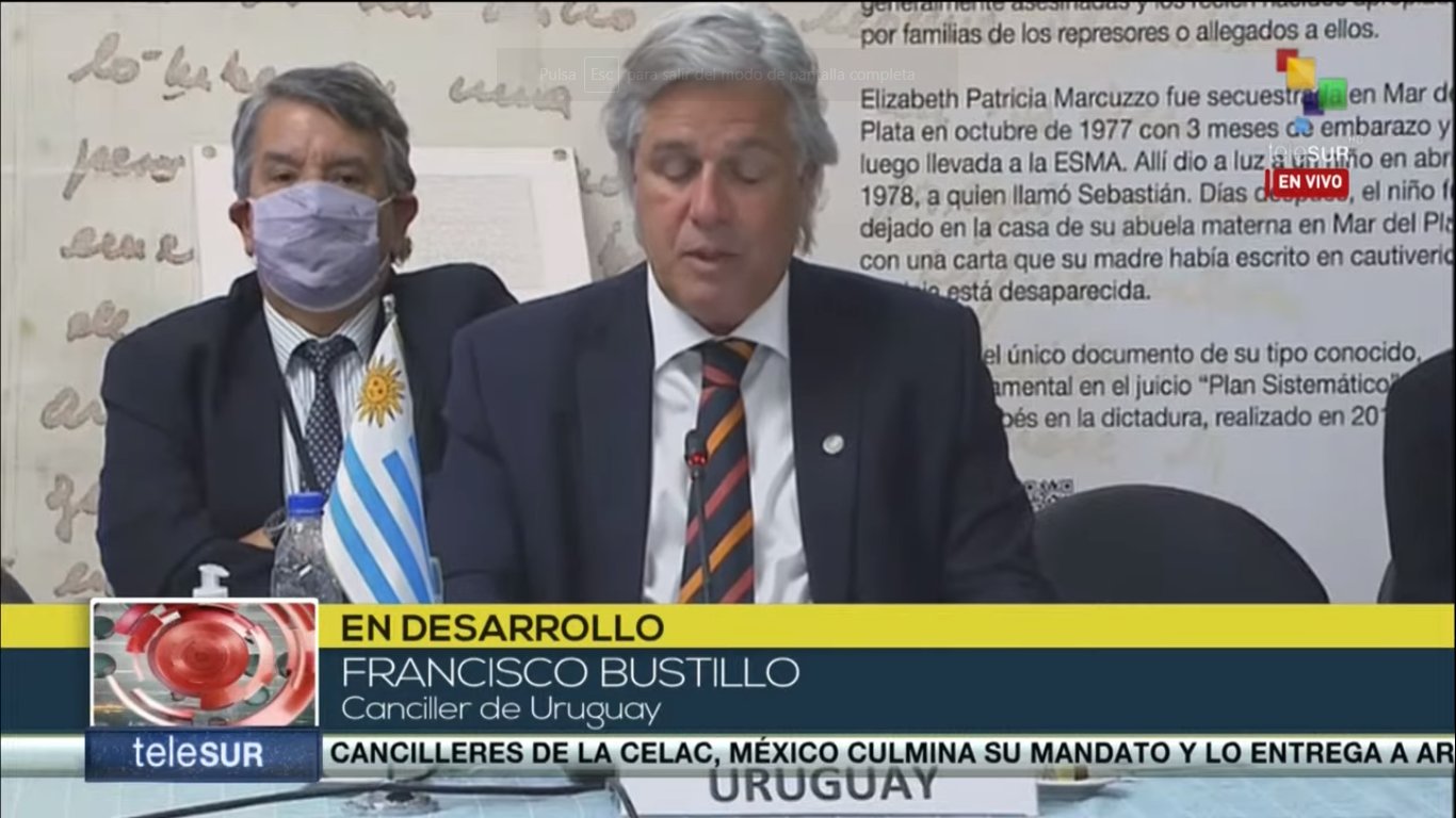 teleSUR TV on Twitter: &quot;#ENVIVO🔴| Canciller de #Uruguay, Francisco Bustillo: Agradecemos a #México por su trabajo desempeñado en este período, al tiempo que felicitamos a #Argentina la presidencia de la #Celac →