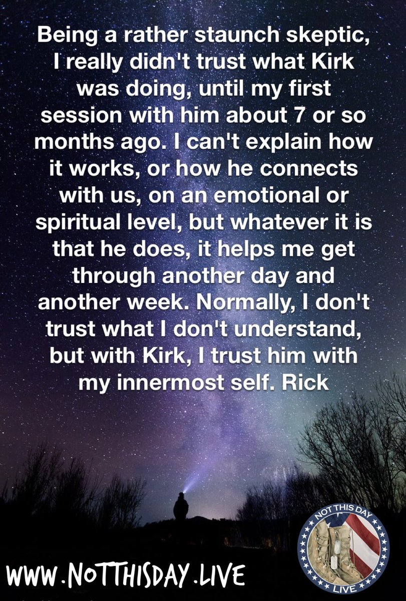 NotThisDayLive's tweet image. The Emotion Code - Hope For Veterans. 
Release Emotional Baggage. You don't need to talk or think about what happened. Zoom Sessions. FREE FOR VETERANS. You are worthy of every opportunity to heal.
notthisday.live

Thanks for the feedback from my Veteran friend Rick
