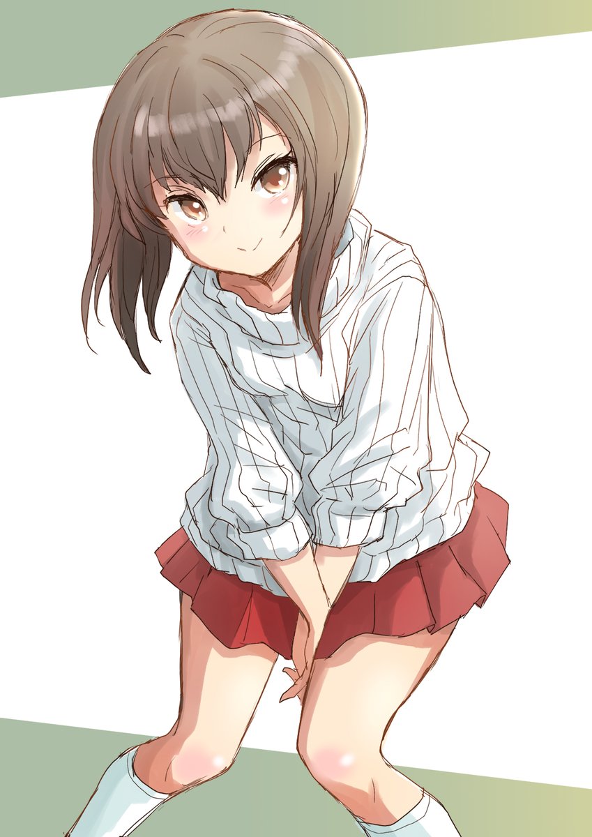 taihou (kancolle) 1girl solo skirt brown eyes sweater brown hair white sweater  illustration images