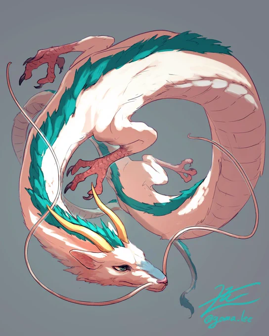 千と千尋の神隠し見ながら描いてたハク🐉 