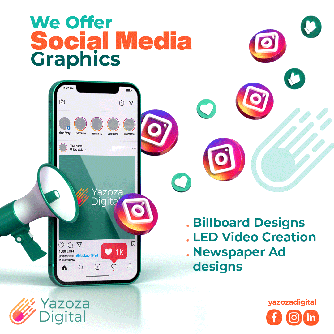 Say #Hello to Yazoza Digital for your billboard designs, LED video designs and social media graphics.

Send an email to hello@yazozadigital.com