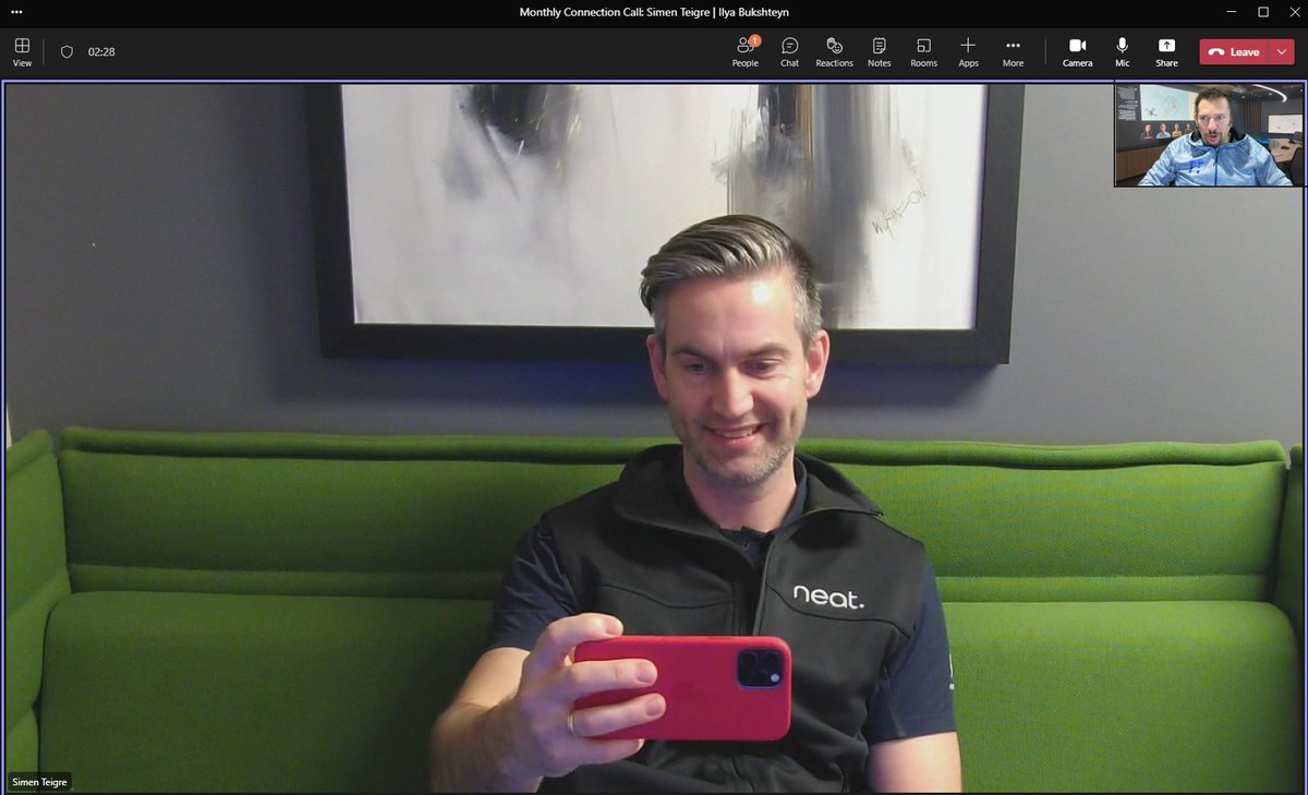 I had a chance to connect with @simenteigre yesterday and hear about the super fast progress on #MicrosoftTeamsRooms Certification on @neat_no  Bar, including experiencing it in action.  Looks and sounds fantastic!  Can't wait to get this to our customers, very very soon.