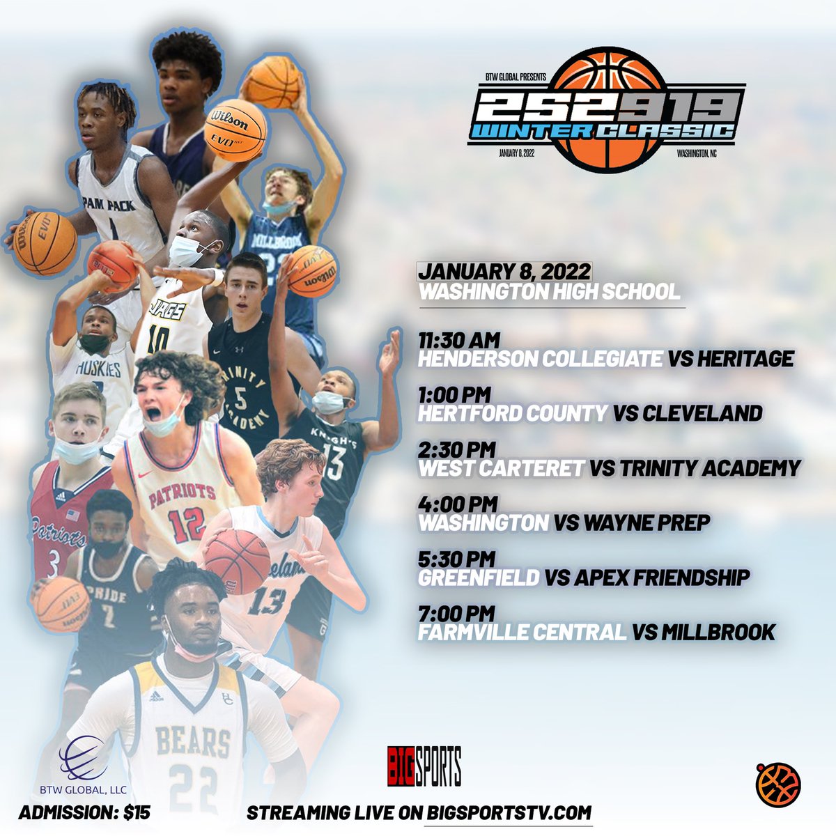 Coach Bruton (@bucketreel) on Twitter photo The inaugural 252 vs 919 Winter Classic (<a href="/BTWinterClassic/">BTW Winter Classic</a>) is tomorrow at Washington High School (NC)!
Our original lineup had to be revised due to COVID-19 protocols. However, we are very excited about the matchups and can’t wait!
See you tomorrow! 😎 The inaugural 252 vs 919 Winter Classic (<a href="/BTWinterClassic/">BTW Winter Classic</a>) is tomorrow at Washington High School (NC)!
Our original lineup had to be revised due to COVID-19 protocols. However, we are very excited about the matchups and can’t wait!
See you tomorrow! 😎