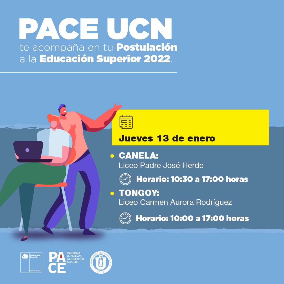 paceucn's tweet image. Te acompañamos en tu Postulación a la Educación Superior 2022🏫

Del 11 al 13 de enero, visitaremos tu establecimiento, además nos reuniremos en los campus UCN en Coquimbo y Antofagasta🙌

Revisa la imágenes para saber cuándo y dónde nos encontraremos ➡️

¡PACE UCN te acompaña!