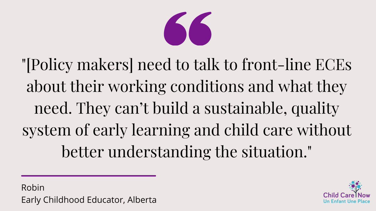 Have you read Robin's story yet? If not, it is a must read! Robin provides her expertise as an ECE for 23 years in Alberta. How can a sustainable system of universal ELCC be built? Talk to the professionals who work in it day-in and day-out, Robin says. 

timeforchildcare.ca/2022/01/03/rob…