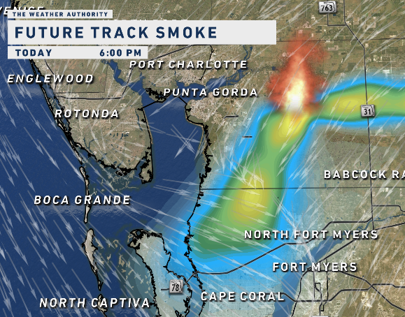 WHY SO SMOKY?! 🔥 Heads up SW Florida! A burn in Charlotte County east of Punta Gorda Airport is blowing smoke south into Lee County. You'll likely see and smell it the next several hours. Coverage on @WINKNews.