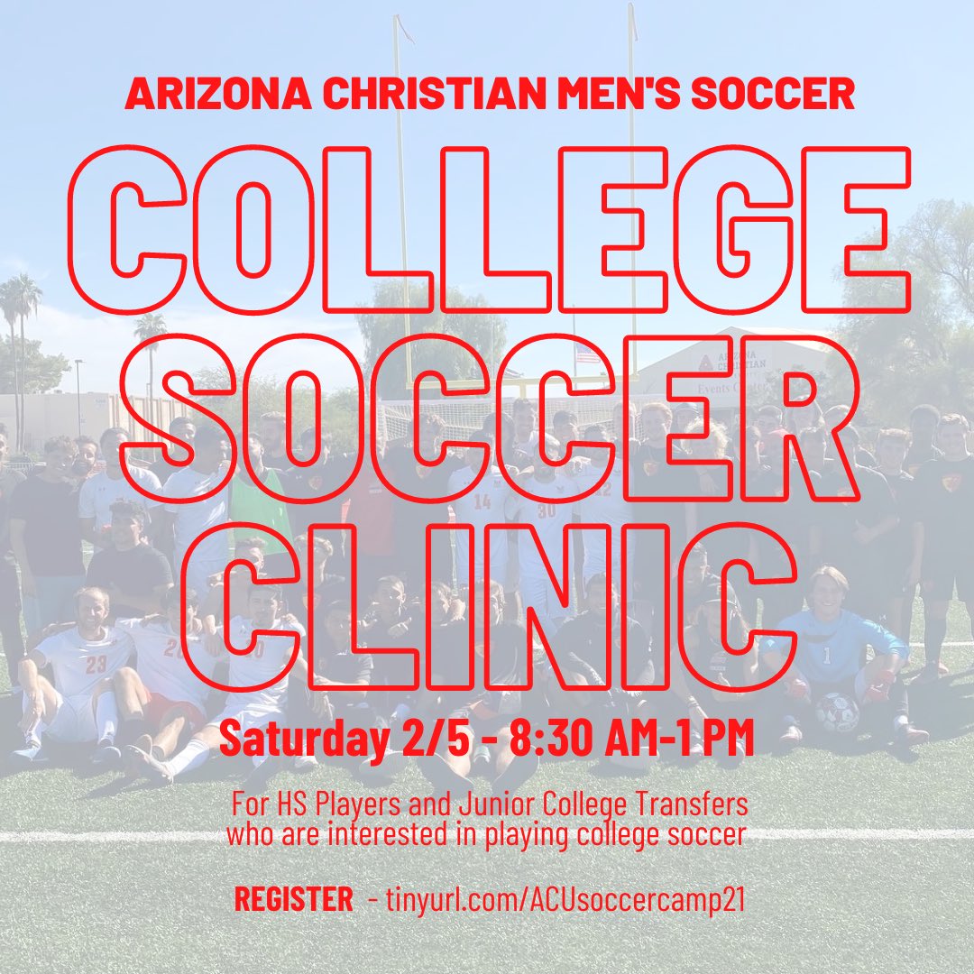 MSoccer_ACU's tweet image. 🚨Uncommitted Players🚨

We are excited to announce our college soccer clinic!

-1 Training Session
-Presentation &amp;amp; Player Panel
-Lunch with the players
-Campus Tour
-ACU Soccer T Shirt

Come play at our brand new facilities, spend time with our staff/team. Registration in bio!