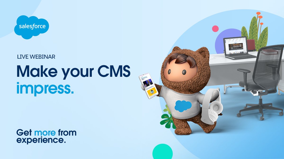 Here's your chance to get hands-on with #Salesforce CMS! 

Join us on 1/11 @ 10am PT and learn how to create and manage CMS content, surface that content in Experience Cloud, and get a glimpse of the CMS-Commerce integration in action.

Link: sfdc.co/4PS7S

#CMS