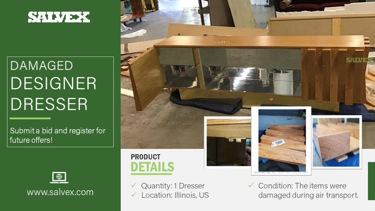 Salvex is collecting bids for this Designer Dresser (1 unit).

Please click the link below for more details and place your bid!

salvex.com/listings/listi…

#consumergoodsindustry #consumergoods #Furniture #dresser #ecommerce #assetrecovery #sustainable #marketplace #salvex