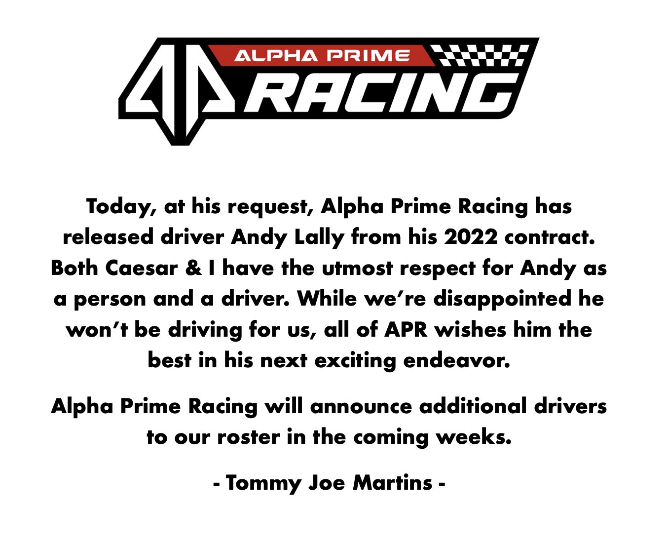 Alpha Prime Racing on Twitter: