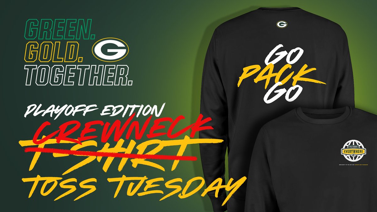 packeverywhere's tweet image. 🗣️ It's T-Shirt Toss Tuesday ➡️ Playoff Edition 😎

Follow us and RT this tweet for your chance to win a #PackEverywhere crewneck sweatshirt! 🙌

Official Rules: pckrs.com/sweatshirt