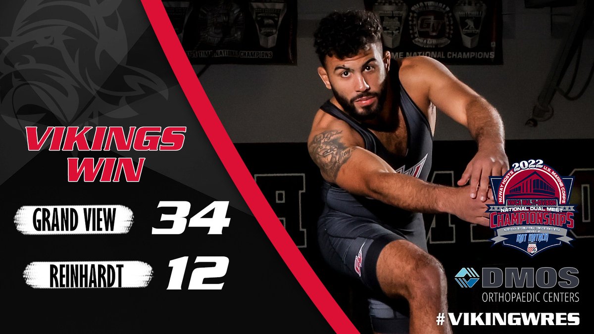 VikingAthletics's tweet photo. M🤼| VIKINGS WIN | No. 1 Grand View advances to the NWCA National Duals Championship! Vikings will take on No. 2 Life University at 3:00 PM EST today! 

#ChampionshipLifestyle https://t.co/ktAbpEtbbr