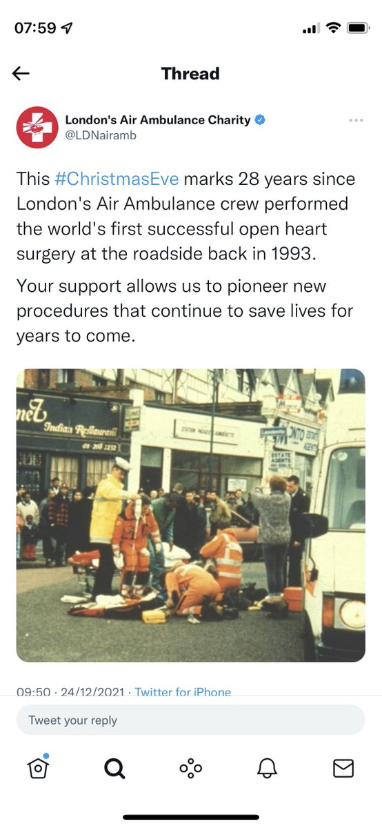 TJCoats's tweet image. 1/14 Seeing this tweet from @LondAirAmb started me thinking about the factors that led to prehospital thoracotomy becoming established in the UK (in a way that has not happened in many other countries). A number of different factors came together.