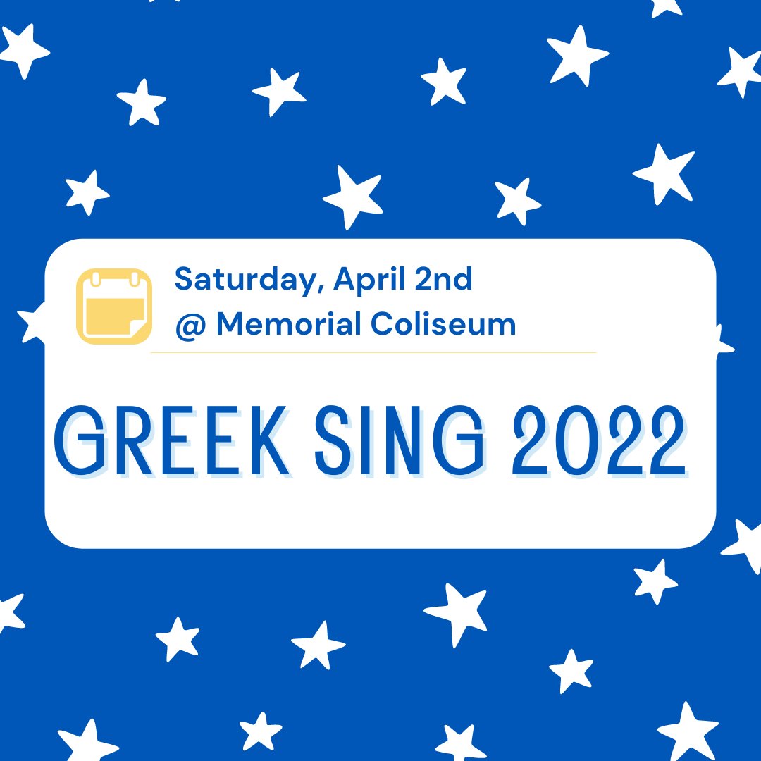 #GreekSing is back! We'll see you Saturday, April 2nd, at Memorial Coliseum!