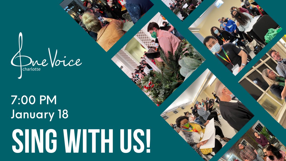 New date — Join #OneVoiceChorus!

Rehearsals resume Tue 1/18 7PM @ Park Rd Baptist Church. No audition req’d—just show up &amp; sing! New members also welcomed 1/25 &amp; 2/1.

⚠️ For safety of our singers &amp; staff, proof of Covid Vax &amp; masks req’d. Temp checks also be taken at the door.
