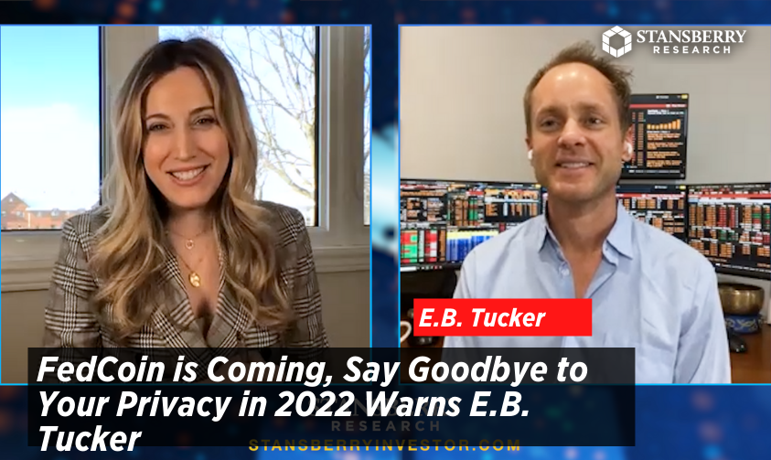 Stansberry's tweet photo. #Outlook2022 continues today with @DanielaCambone interviewing  E.B. Tucker, author of "Why #Gold, Why Now?". See why he says the #crypto hype is a  "sweepstakes and creates capital gains for users" in our  new episode.

📲 WATCH: https://t.co/epaBqGTV96 https://t.co/QQ2nmfjUfG
