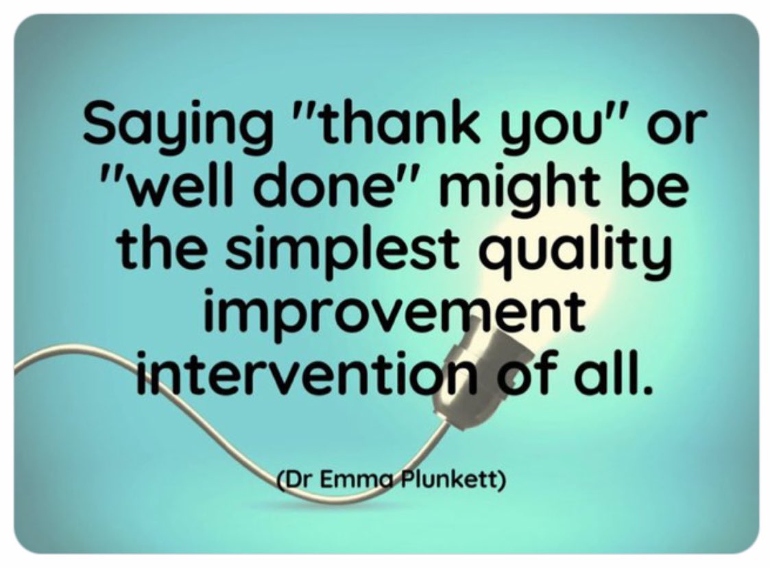 Effortless QI project - No PDSA cycle required, Just 2 simple words that can make a huge difference. Always thank the team every shift, people need to feel valued…now more than ever ❤️‍🩹