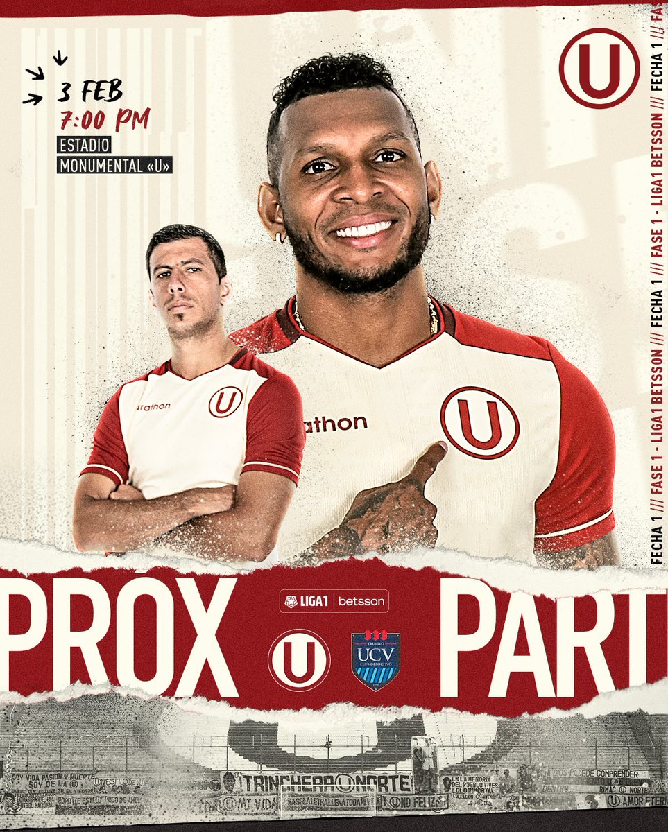 Universitario's tweet photo. ¡El camino a la estrella 2️⃣7️⃣ inicia en casa! 🏟 🏆

El Estadio Monumental albergará nuestro debut en la #Liga1Betsson ante @clubucv el próximo 3 de febrero.

¡A dejar toda nuestra garra en busca del objetivo! 👊

#YdaleU https://t.co/HnX7AlGlP8