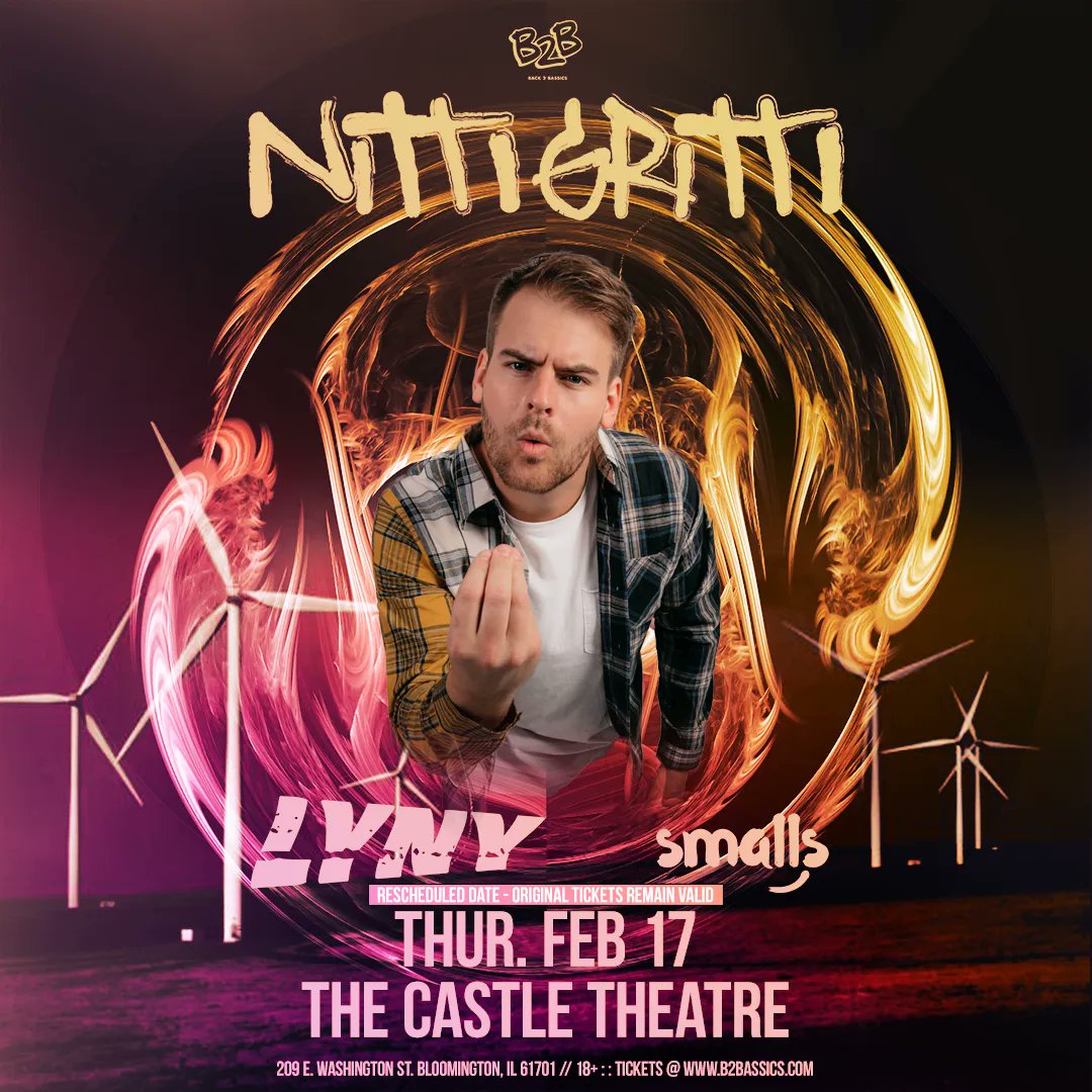 b2bassics_'s tweet image. RESCHEDULED DATE – @DJNittiGritti &amp;amp; @lynyofficial at @CastleTheatre has been rescheduled to February 17th, 2022! Hold on to your tickets, as all tickets purchased for the originally scheduled date (Jan 13) will be honored at the rescheduled date next month. #back2bassics