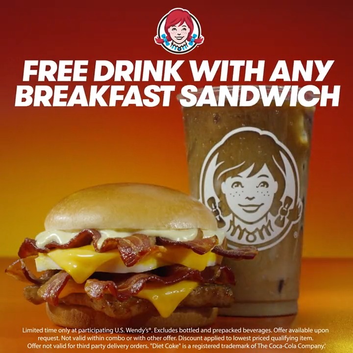 Wendy's on X: Get your favorite drink in a Wendy's cup FREE when you order  any breakfast sandwich.  / X