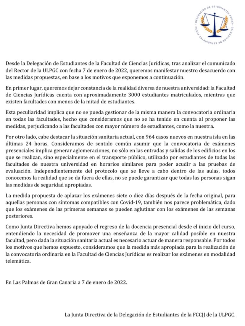 delest_fccjj's tweet photo. Comunicado oficial:
#nomascontagiosulpgc 
@ULPGC 
@CestULPGC 
@lluisserramajem https://t.co/PMTHl4Wq7f