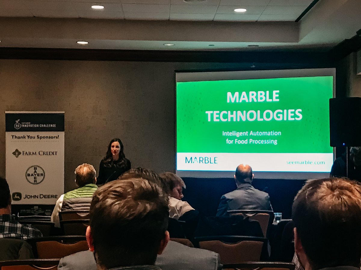NebraskaCombine's tweet photo. Snapshots of Marble Technologies, Grain Weevil, and Birds Eye Robotics pitching this morning at the @FarmBureau Ag Innovation Challenge in Atlanta, Georgia! https://t.co/KWB9PyKqAh