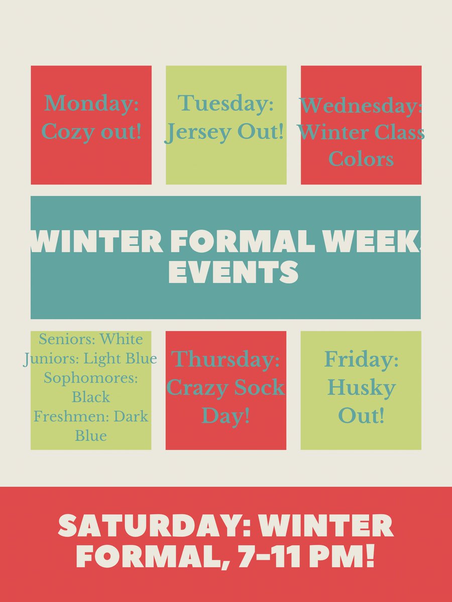 nhs_stu_co's tweet photo. Hey Huskies! 🐾Show your best husky spirit by dressing up next week for Winter Formal! ❄️The week starts off strong with cozy out and our Pep Assembly later in the afternoon! See you there‼️ https://t.co/hmSUakTTDQ